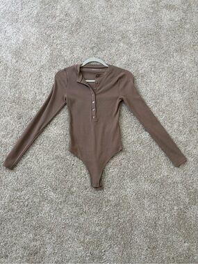 Abercrombie & Fitch Brown Long-Sleeve Henley Bodysuit